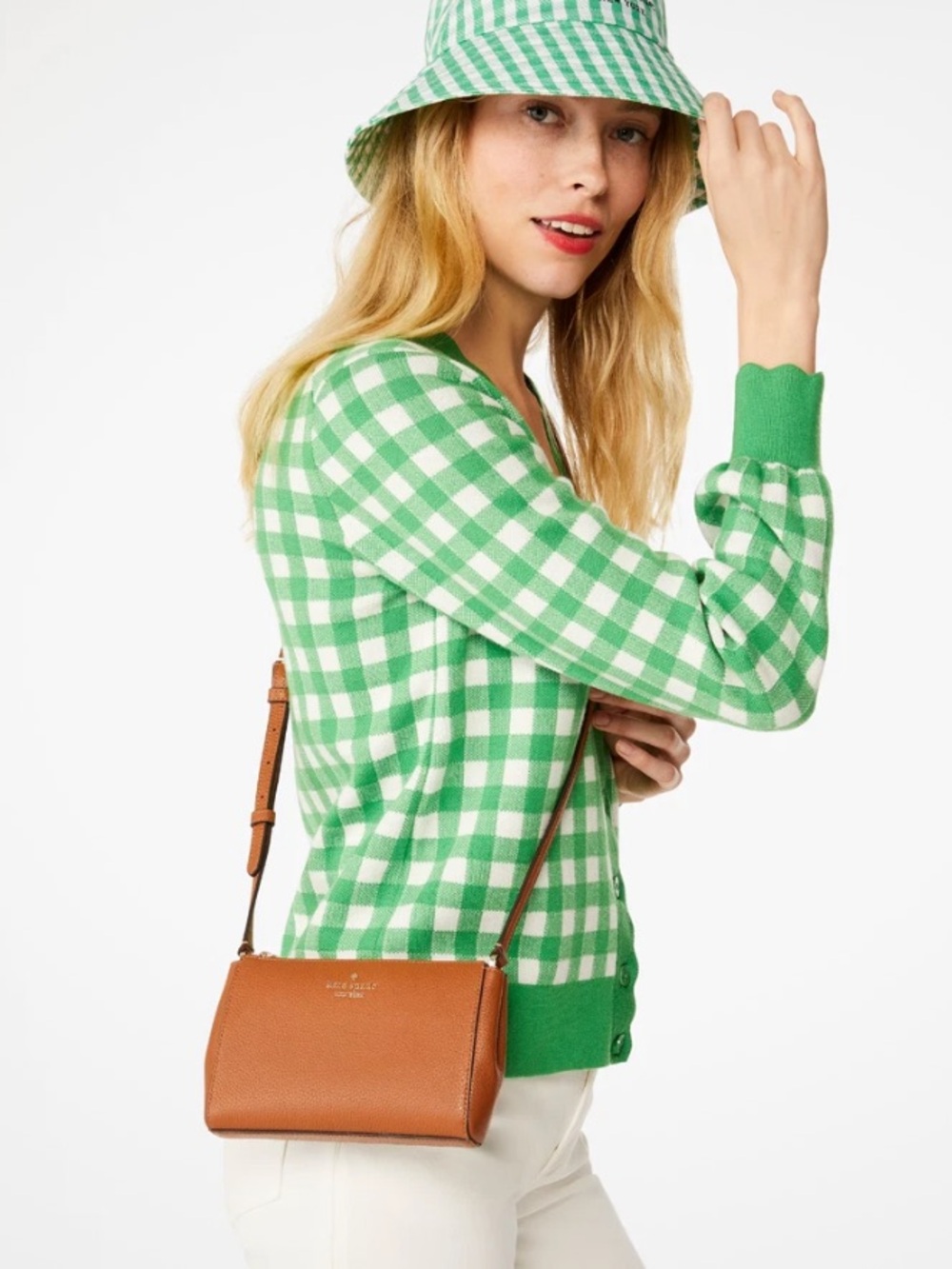 kate spade Leila Tan Pebbled Leather Crossbody